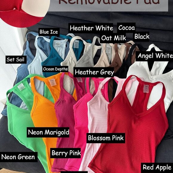 V Neck Racer Back Tank Top for Women Padded Ribbed Long Tank Fitted Basic Cami T - Picture 3 of 8